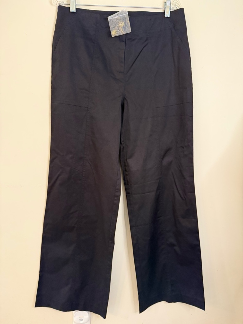 Boston Proper chic black chino pants wide leg SZ 12